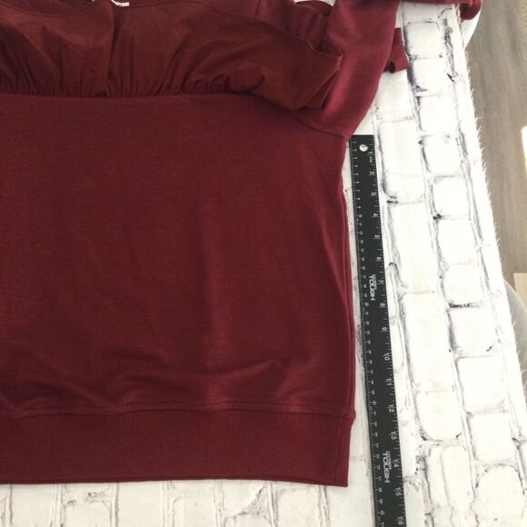 TCEC Sweatshirt Women’s Size Large Color Burgundy Ruffle Pullover - Picture 5 of 9